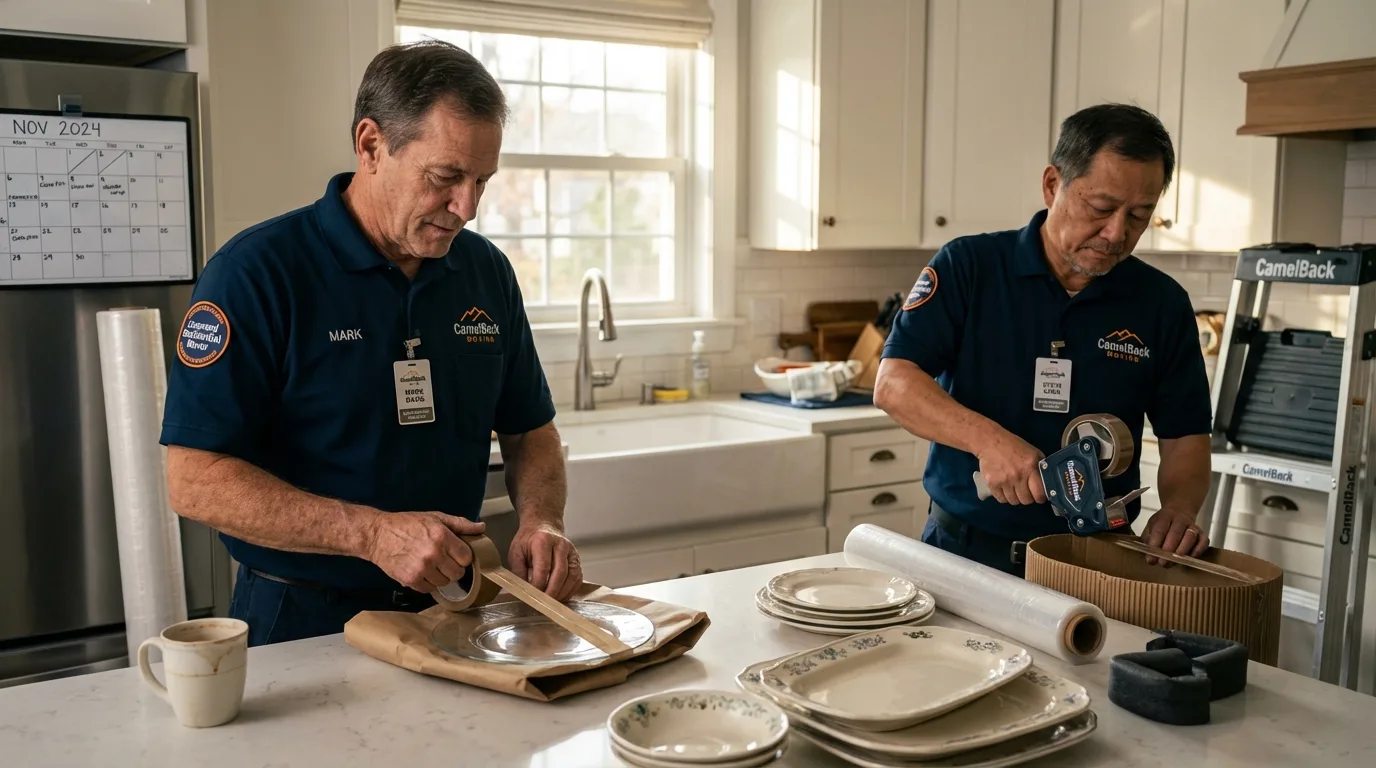Professional crew packing kitchen dishware in Cary, IL